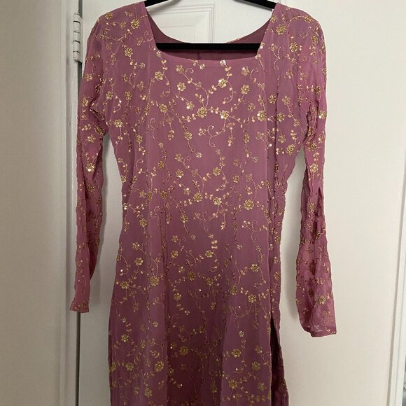 Three Piece Gharara | Purple/Pink Indian Dress | Size 40 - Picture 3 of 5